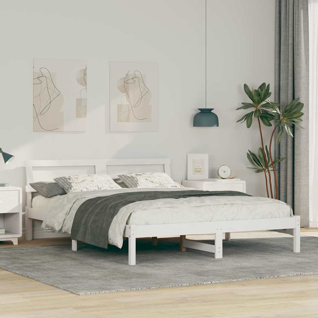 vidaXL Bedframe met hoofdeinde Bruin 200 x 200 cm Massief grenenhout