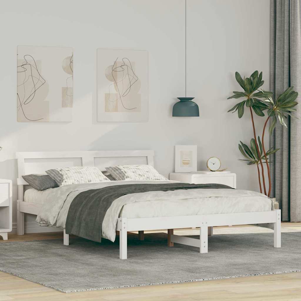 vidaXL Bedframe met hoofdeinde Bruin 200 x 200 cm Massief grenenhout