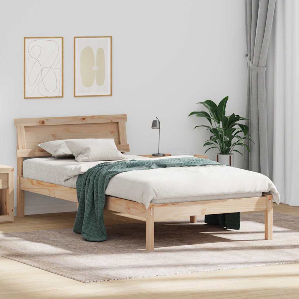 vidaXL Bedframe met hoofdeinde Bruin 200 x 200 cm Massief grenenhout