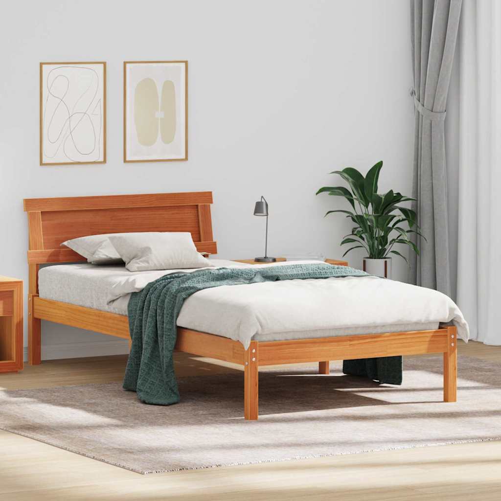 vidaXL Bedframe met hoofdeinde Bruin 200 x 200 cm Massief grenenhout