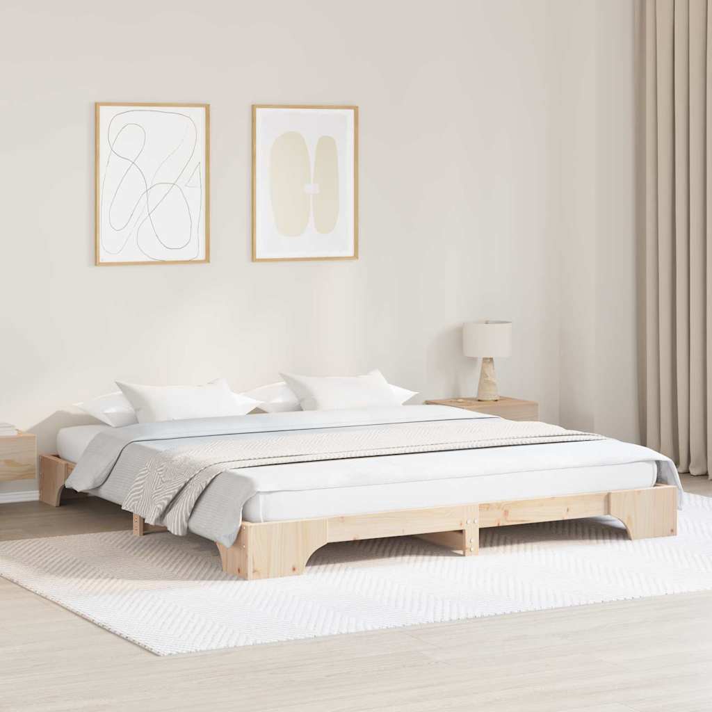 vidaXL Bed Frame Natuur Massief Grenenhout 200 x 200 cm Duurzaam