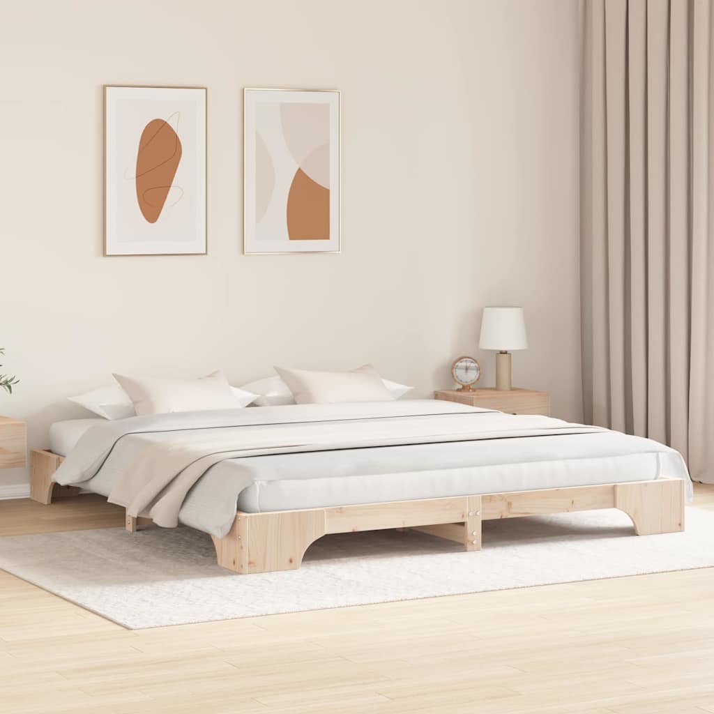 vidaXL Bed Frame Natuur Massief Grenenhout 200 x 200 cm Duurzaam