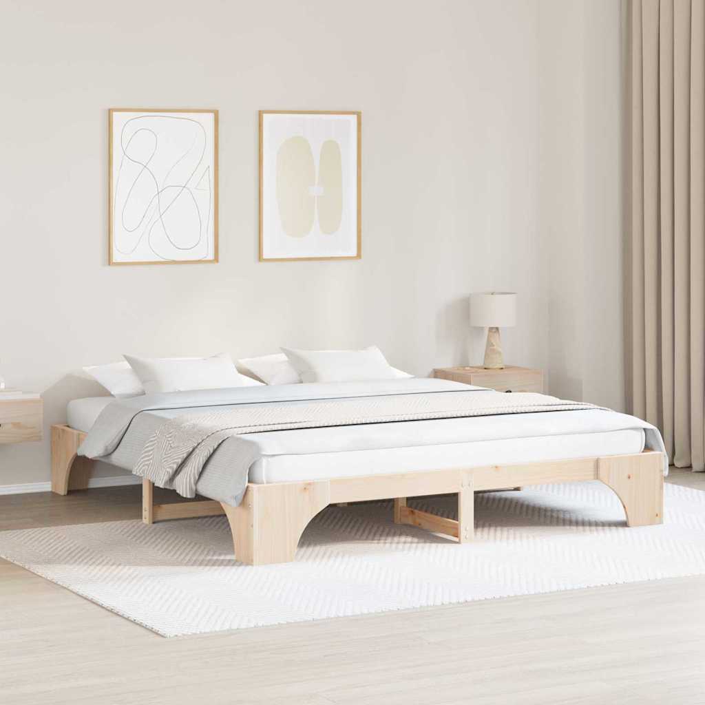 vidaXL Bed Frame Natuur Massief Grenenhout 200 x 200 cm Duurzaam