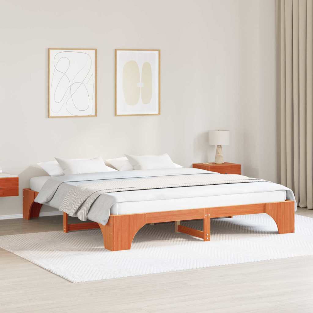 vidaXL Bed Frame Natuur Massief Grenenhout 200 x 200 cm Duurzaam