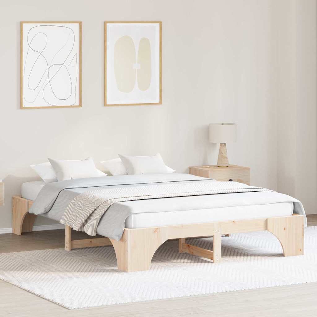 vidaXL Bed Frame Natuur Massief Grenenhout 200 x 200 cm Duurzaam