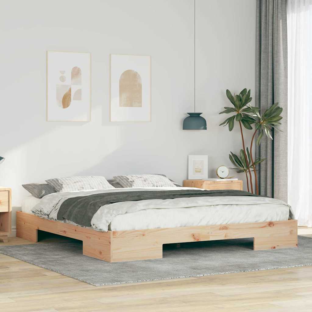 vidaXL Bedframe met opslag Bruin Massief grenenhout