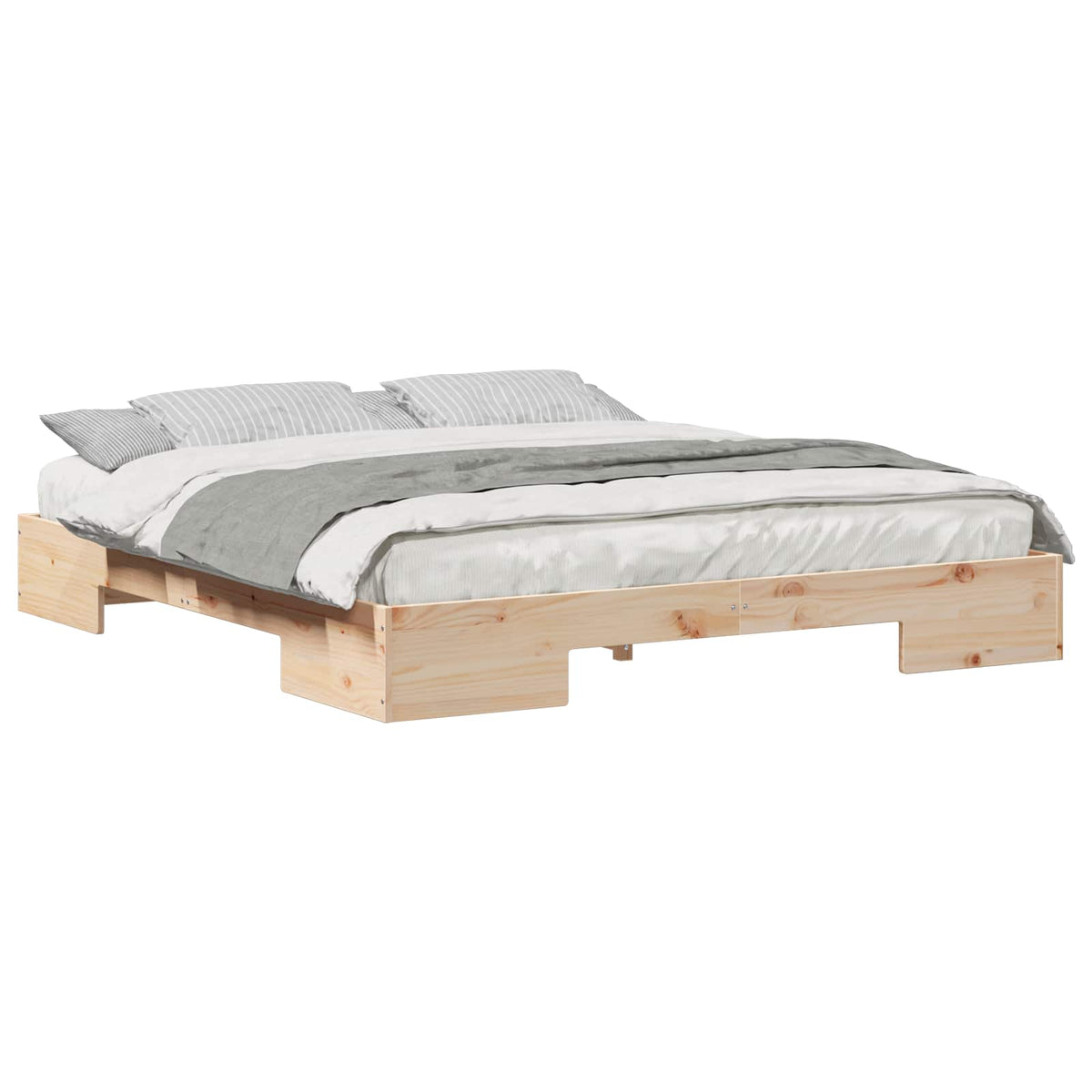 vidaXL Bedframe met opslag Bruin Massief grenenhout