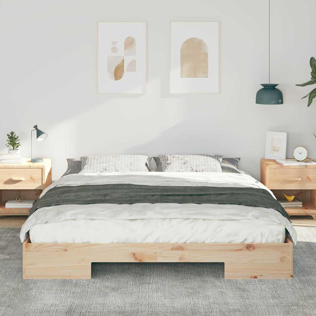 vidaXL Bedframe met opslag Bruin Massief grenenhout