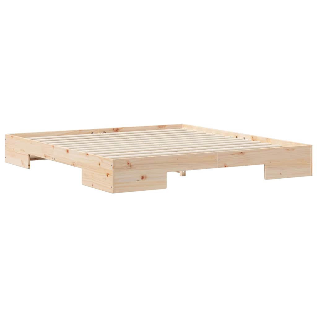 vidaXL Bedframe met opslag Bruin Massief grenenhout