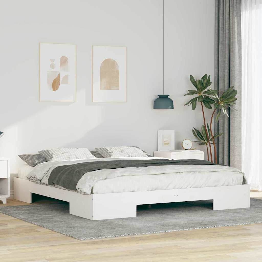 vidaXL Bedframe met opslag Bruin Massief grenenhout