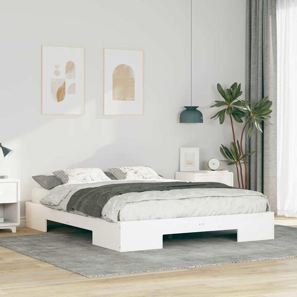 vidaXL Bedframe met opslag Bruin Massief grenenhout