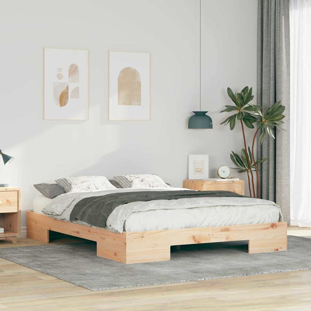 vidaXL Bedframe met opslag Bruin Massief grenenhout