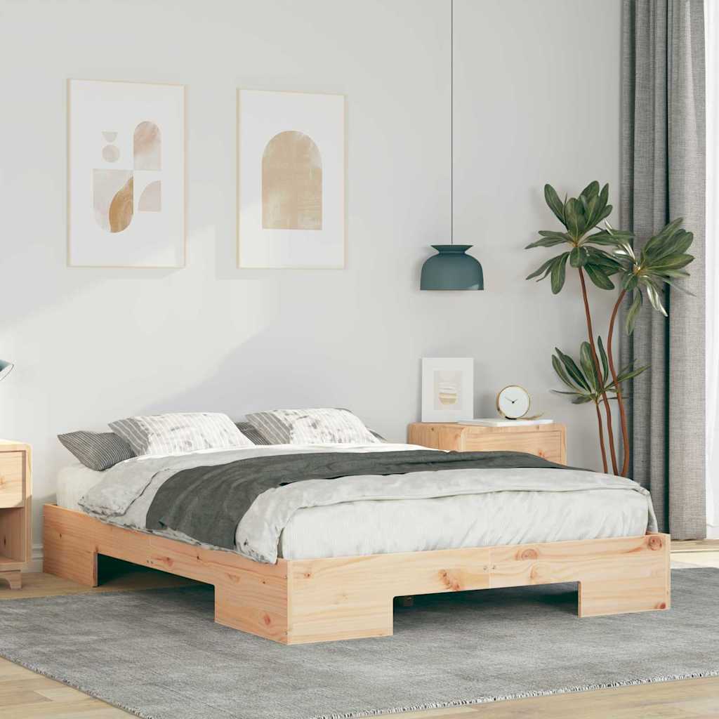 vidaXL Bedframe met opslag Bruin Massief grenenhout