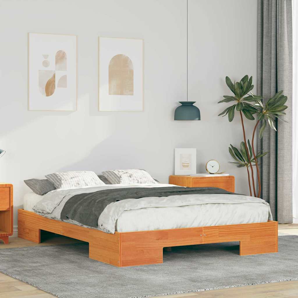 vidaXL Bedframe met opslag Bruin Massief grenenhout
