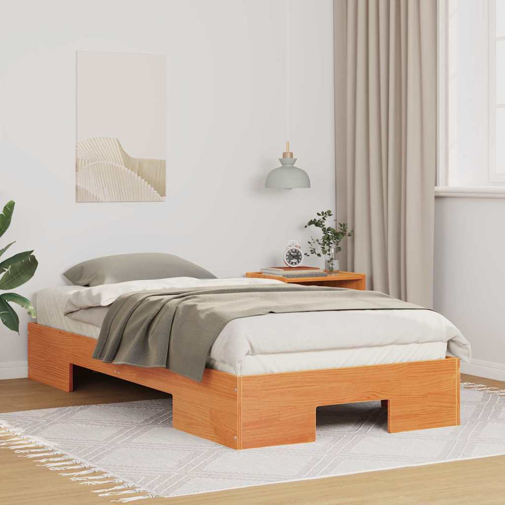 vidaXL Bedframe met opslag Bruin Massief grenenhout