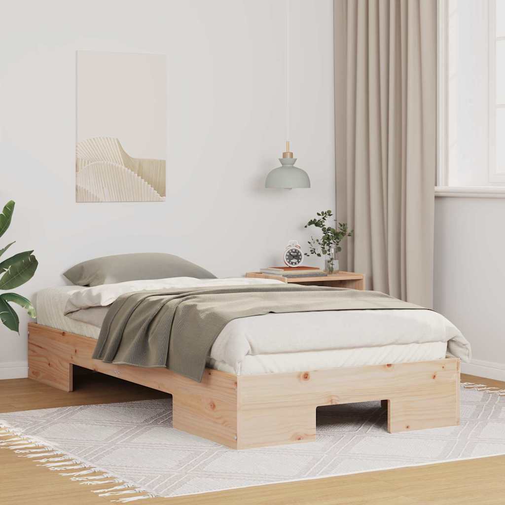 vidaXL Bedframe met opslag Bruin Massief grenenhout