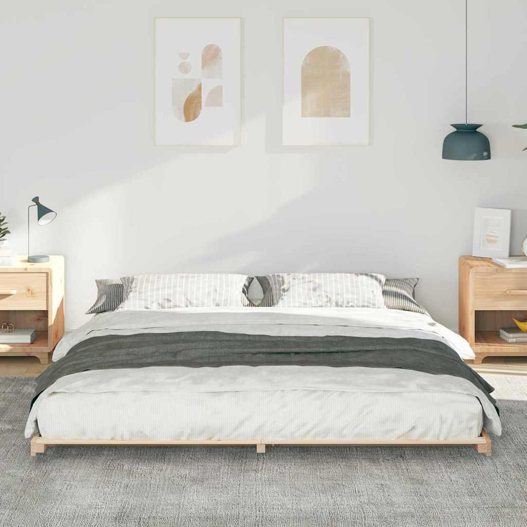 vidaXL Bedframe Bruin 200 x 200 cm Massief grenenhout