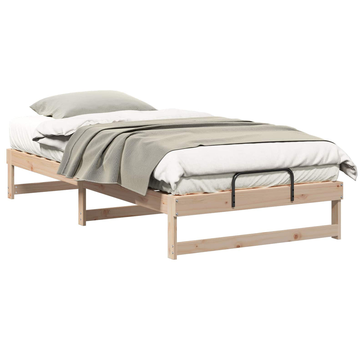 vidaXL Bedframe met Draaghandvatten Bruin Massief grenenhout
