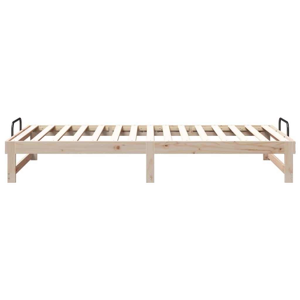 vidaXL Bedframe met Draaghandvatten Bruin Massief grenenhout