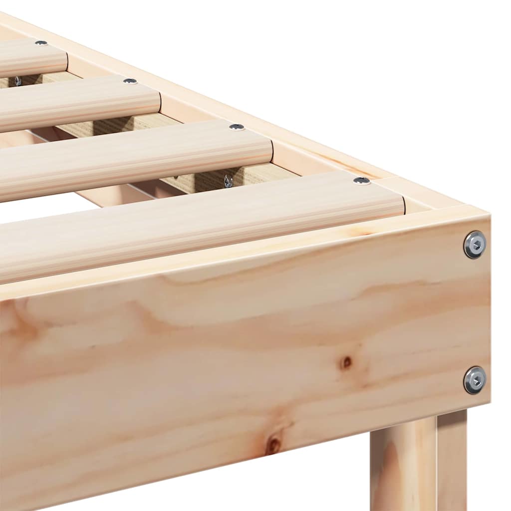 vidaXL Bedframe met Draaghandvatten Bruin Massief grenenhout