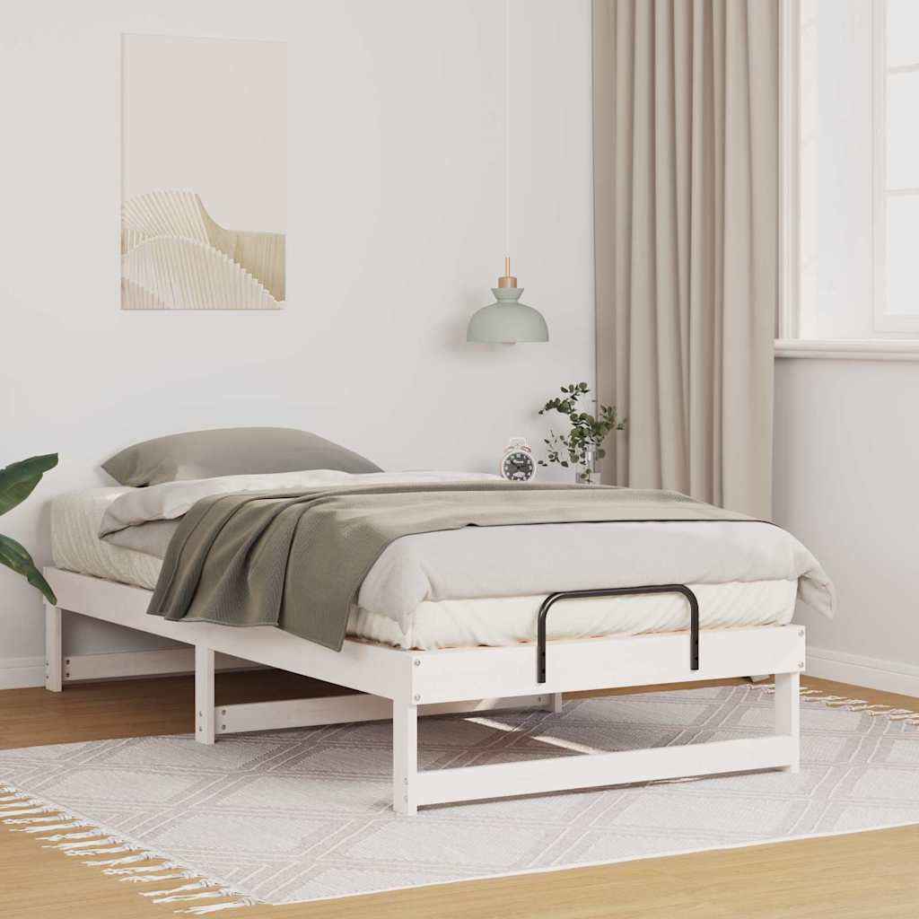 vidaXL Bedframe met Draaghandvatten Bruin Massief grenenhout