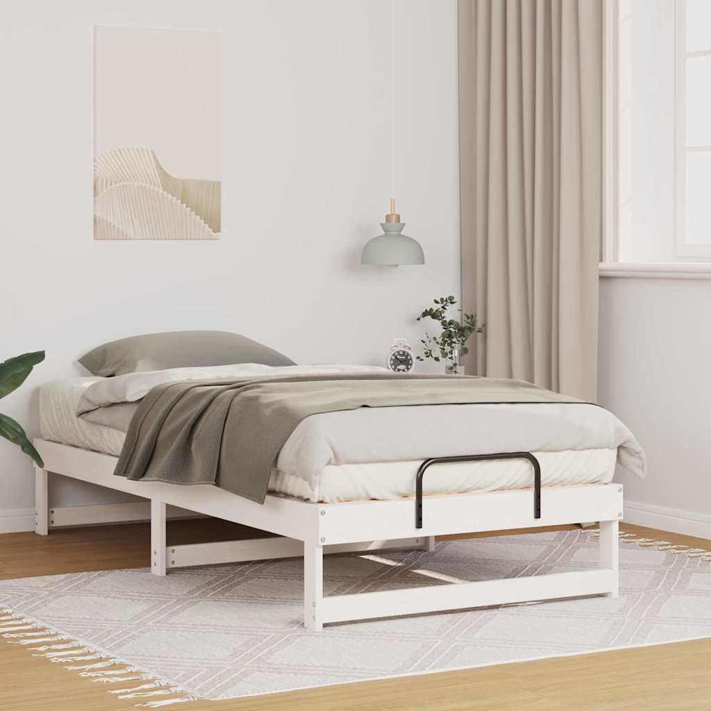 vidaXL Bedframe met Draaghandvatten Bruin Massief grenenhout