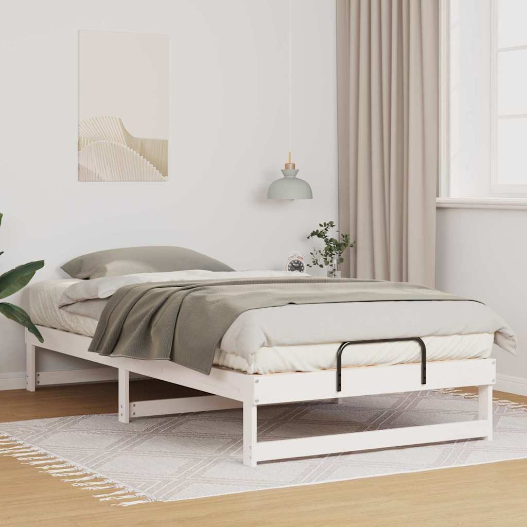 vidaXL Bedframe met Draaghandvatten Bruin Massief grenenhout