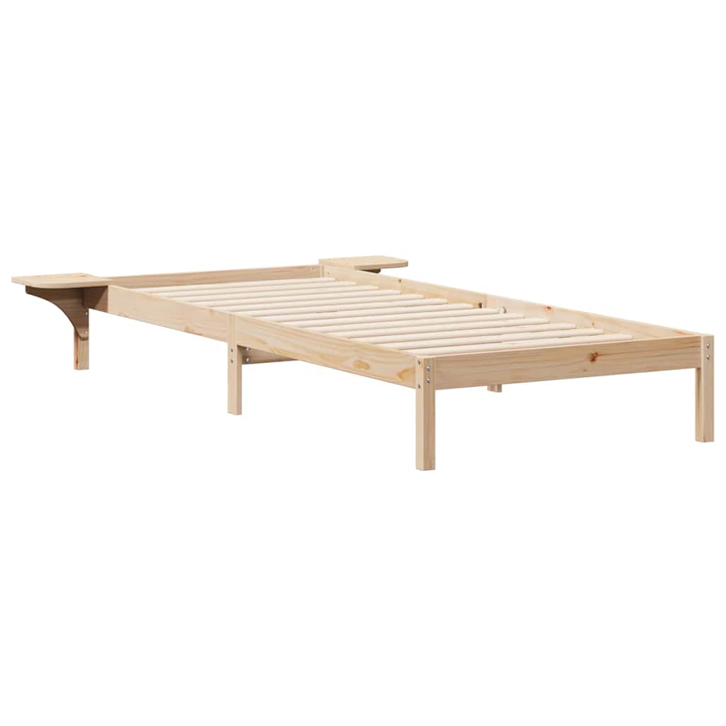 vidaXL Bedframe met Zijtafels Wit 80 x 210 cm Massief grenenhout