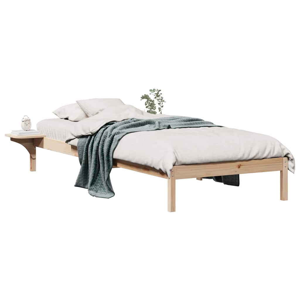 vidaXL Bedframe met Zijtafels Wit 80 x 210 cm Massief grenenhout