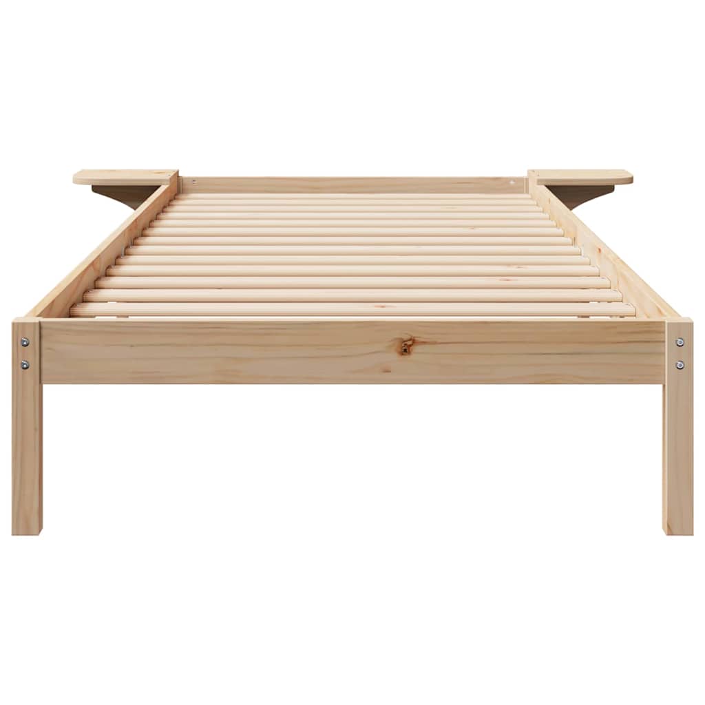 vidaXL Bedframe met Zijtafels Wit 80 x 210 cm Massief grenenhout