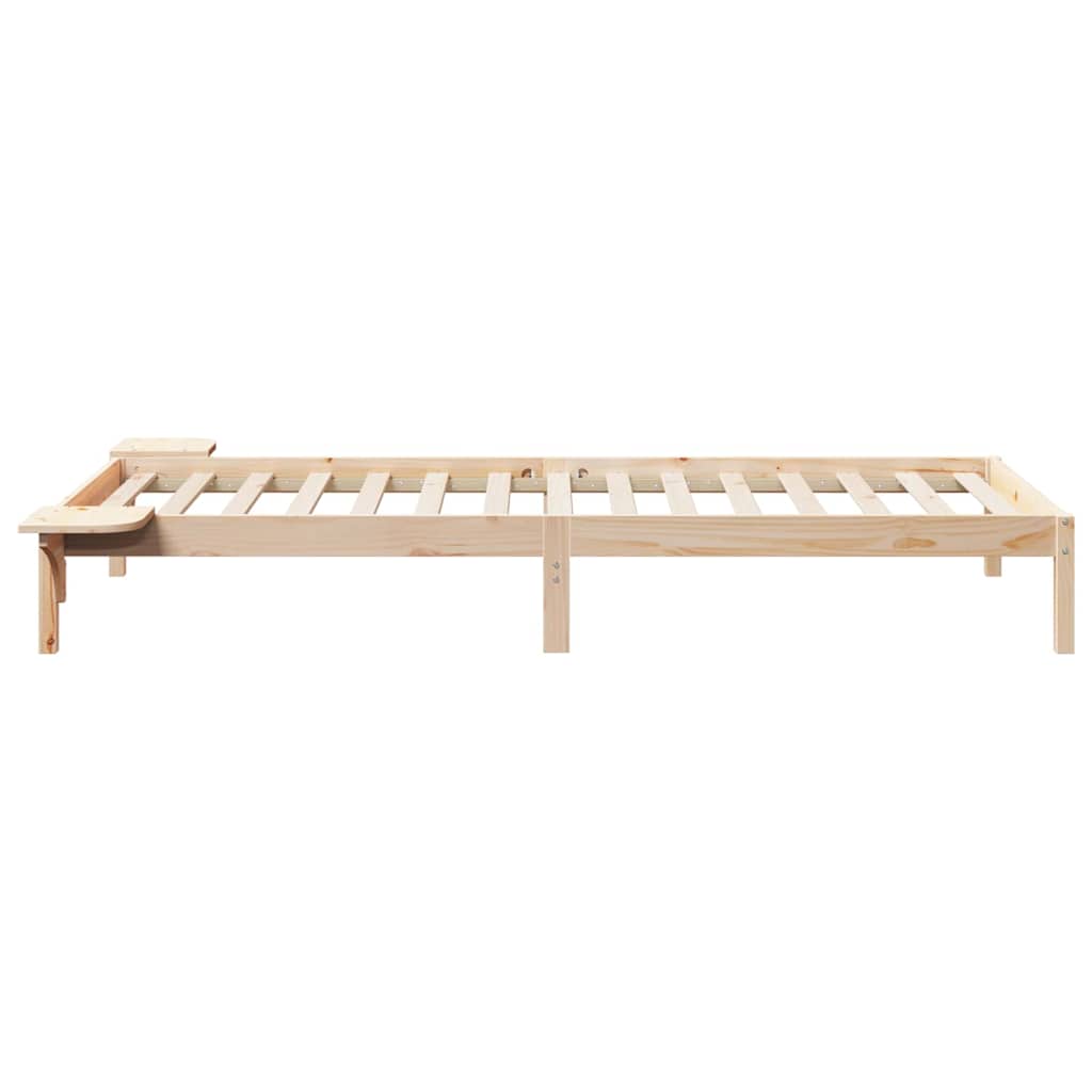 vidaXL Bedframe met Zijtafels Wit 80 x 210 cm Massief grenenhout
