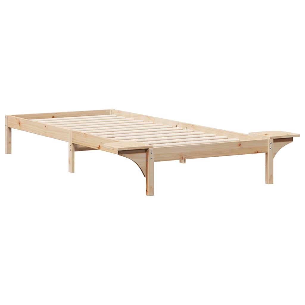vidaXL Bedframe met Zijtafels Wit 80 x 210 cm Massief grenenhout