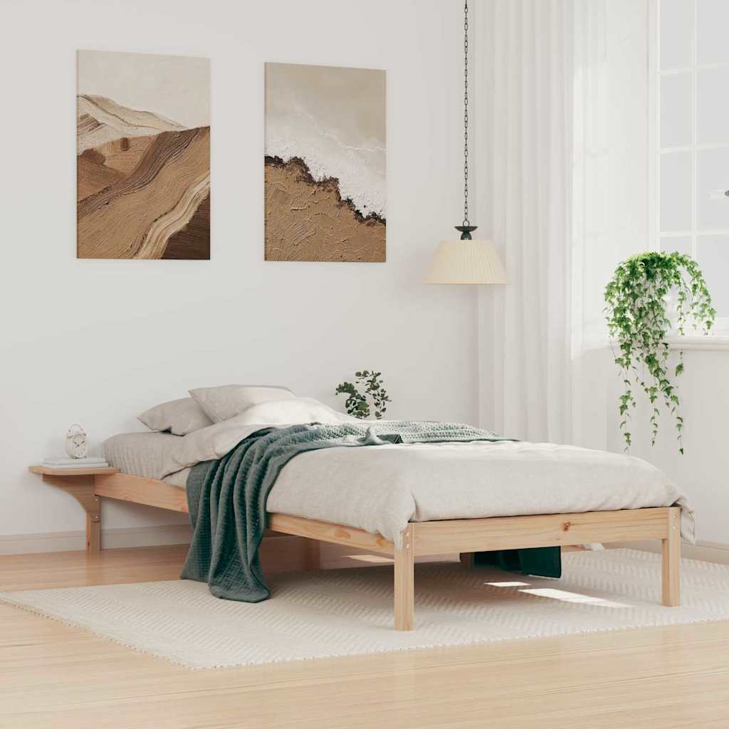 vidaXL Bedframe met Zijtafels Wit 80 x 210 cm Massief grenenhout