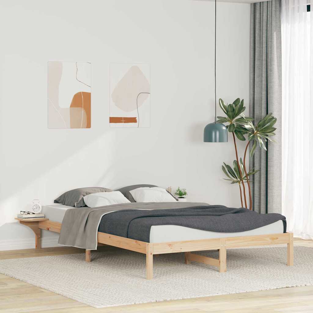 vidaXL Bedframe met Zijtafels Wit 80 x 210 cm Massief grenenhout