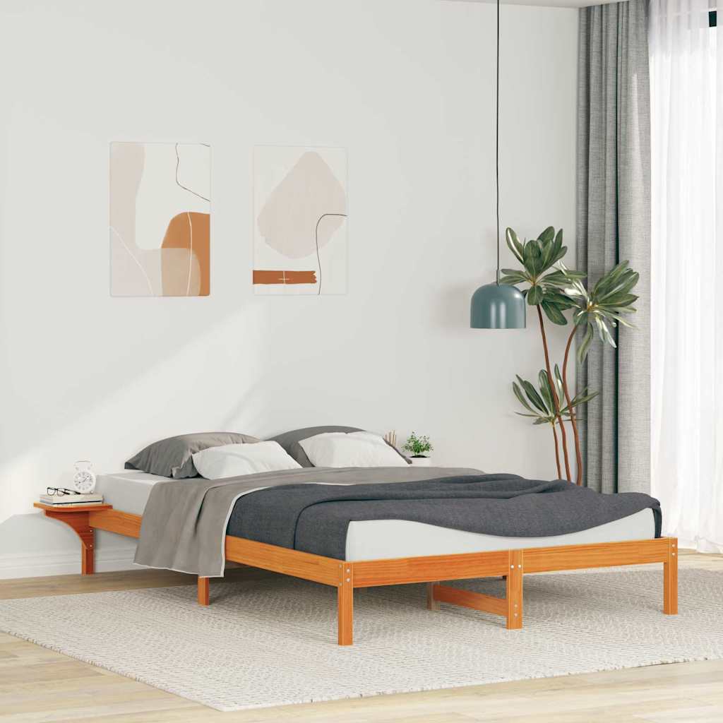 vidaXL Bedframe met Zijtafels Wit 80 x 210 cm Massief grenenhout