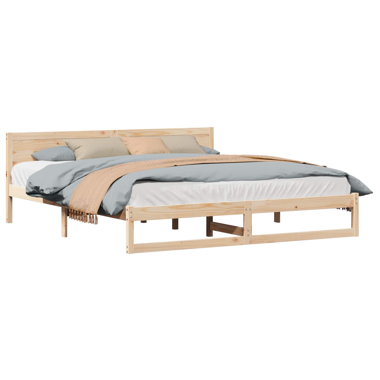 vidaXL Bed Frame Natuurlijk Massief Grenenhout 200 x 200 cm