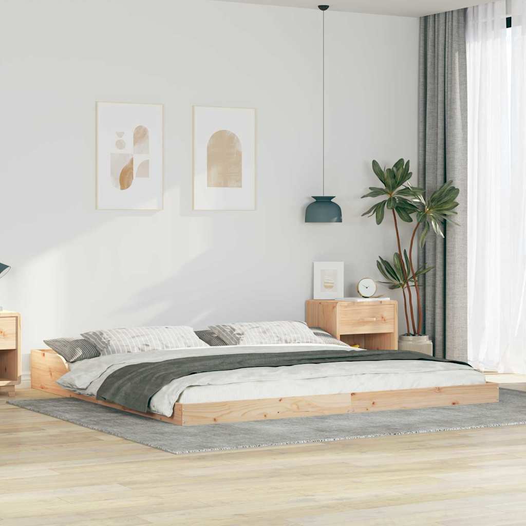 vidaXL Bedframe Bruin 200 x 200 cm Massief grenenhout