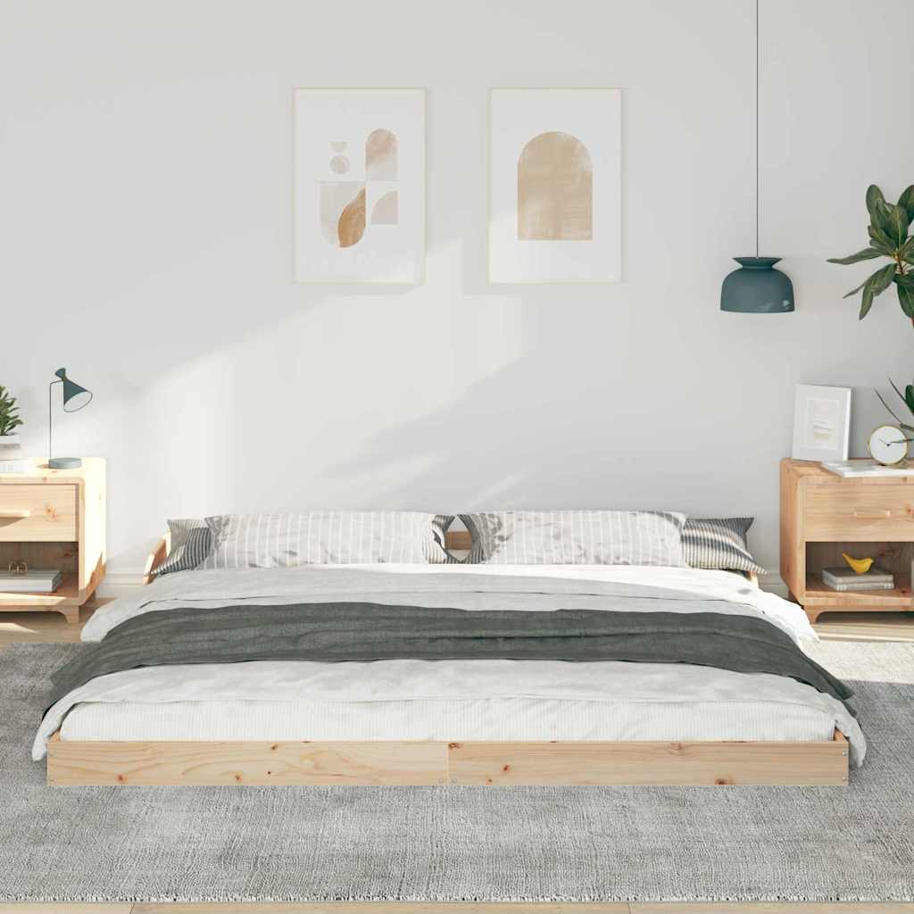 vidaXL Bedframe Bruin 200 x 200 cm Massief grenenhout