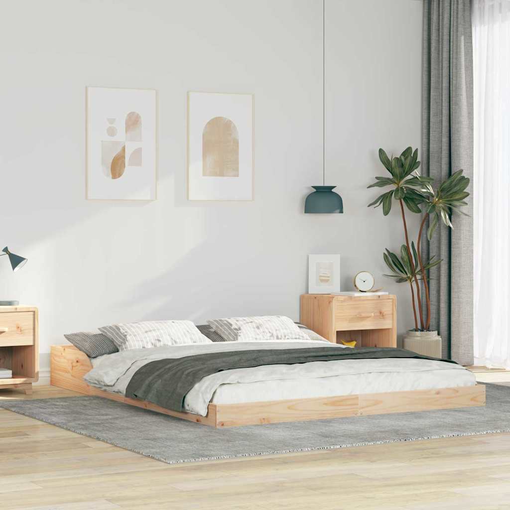 vidaXL Bedframe Bruin 200 x 200 cm Massief grenenhout