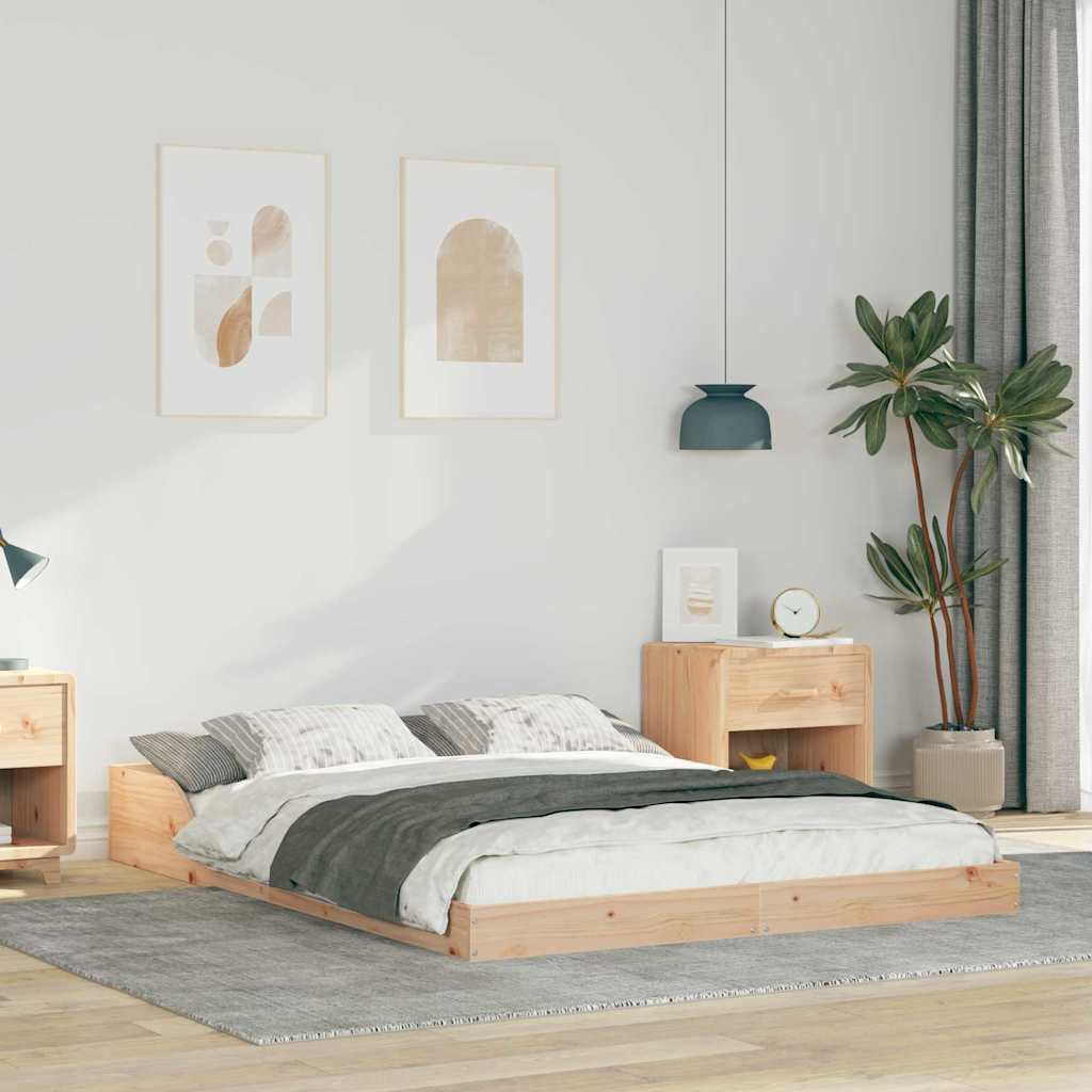 vidaXL Bedframe Bruin 200 x 200 cm Massief grenenhout