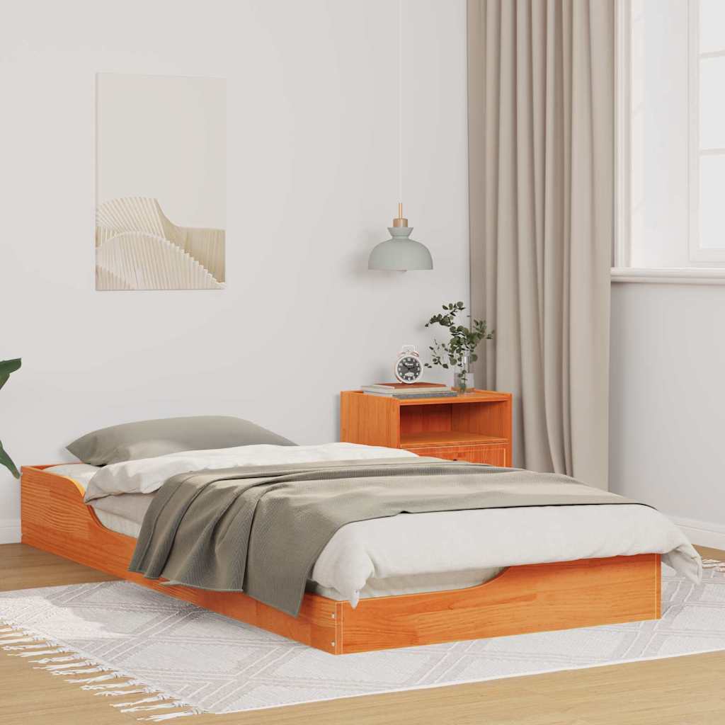 vidaXL Bedframe Bruin 100 x 200 cm Massief grenenhout