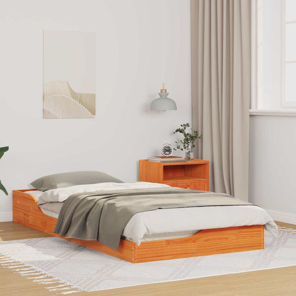vidaXL Bedframe Bruin 100 x 200 cm Massief grenenhout