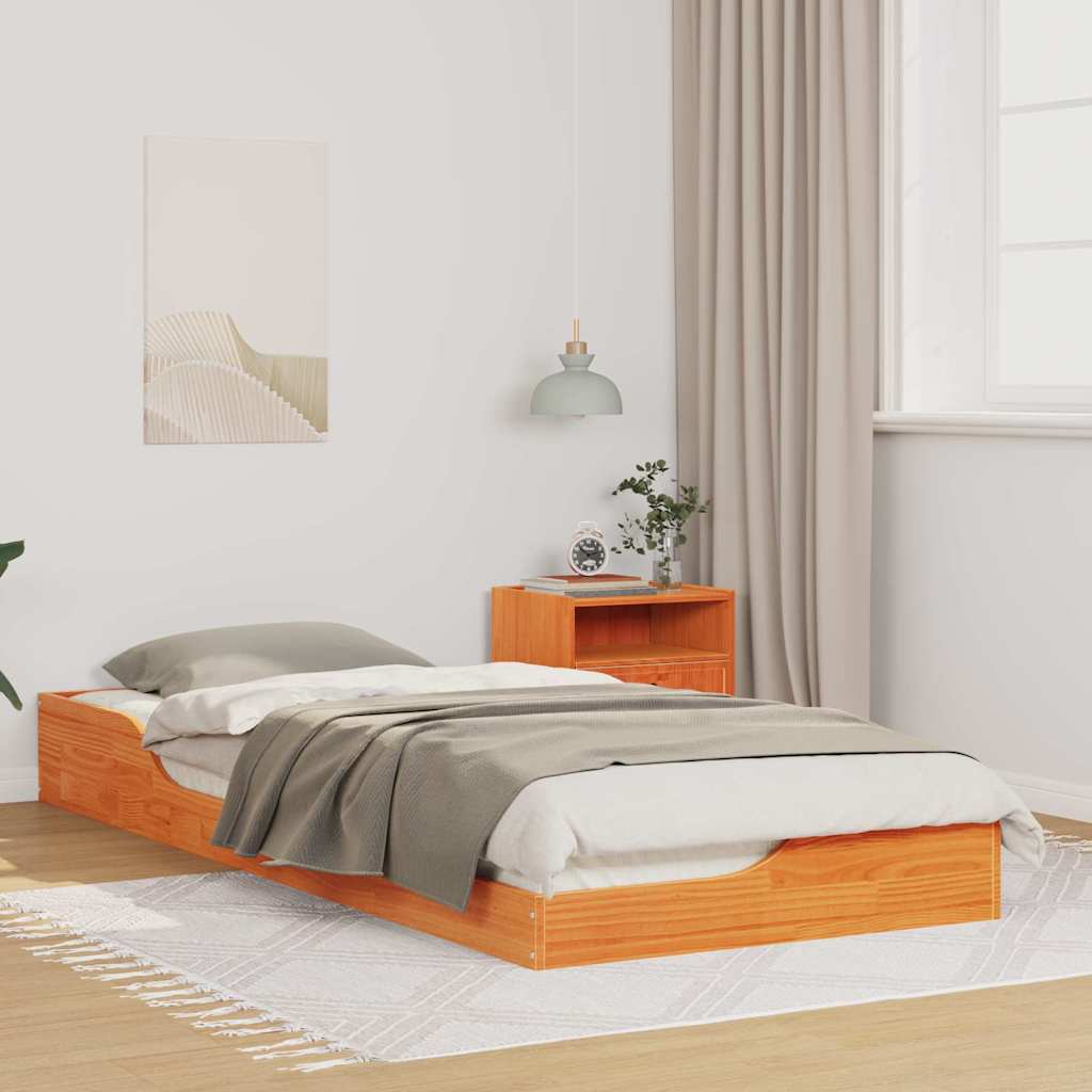 vidaXL Bedframe Bruin 100 x 200 cm Massief grenenhout