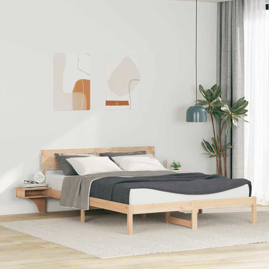 vidaXL Bedframe met hoofdeinde Bruin 200 x 200 cm Massief grenenhout