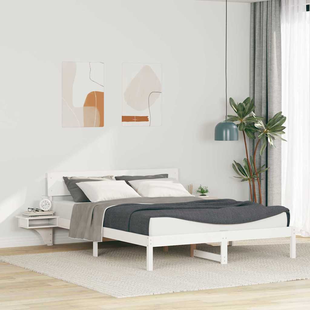 vidaXL Bedframe met hoofdeinde Bruin 200 x 200 cm Massief grenenhout