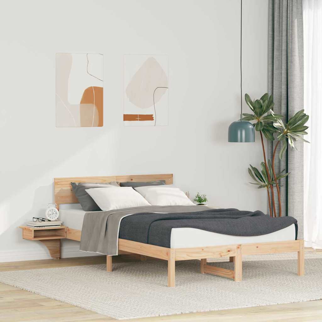 vidaXL Bedframe met hoofdeinde Bruin 200 x 200 cm Massief grenenhout