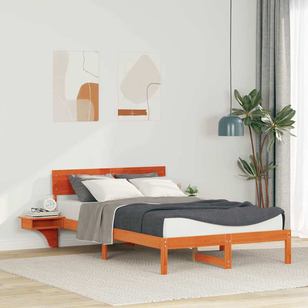 vidaXL Bedframe met hoofdeinde Bruin 200 x 200 cm Massief grenenhout