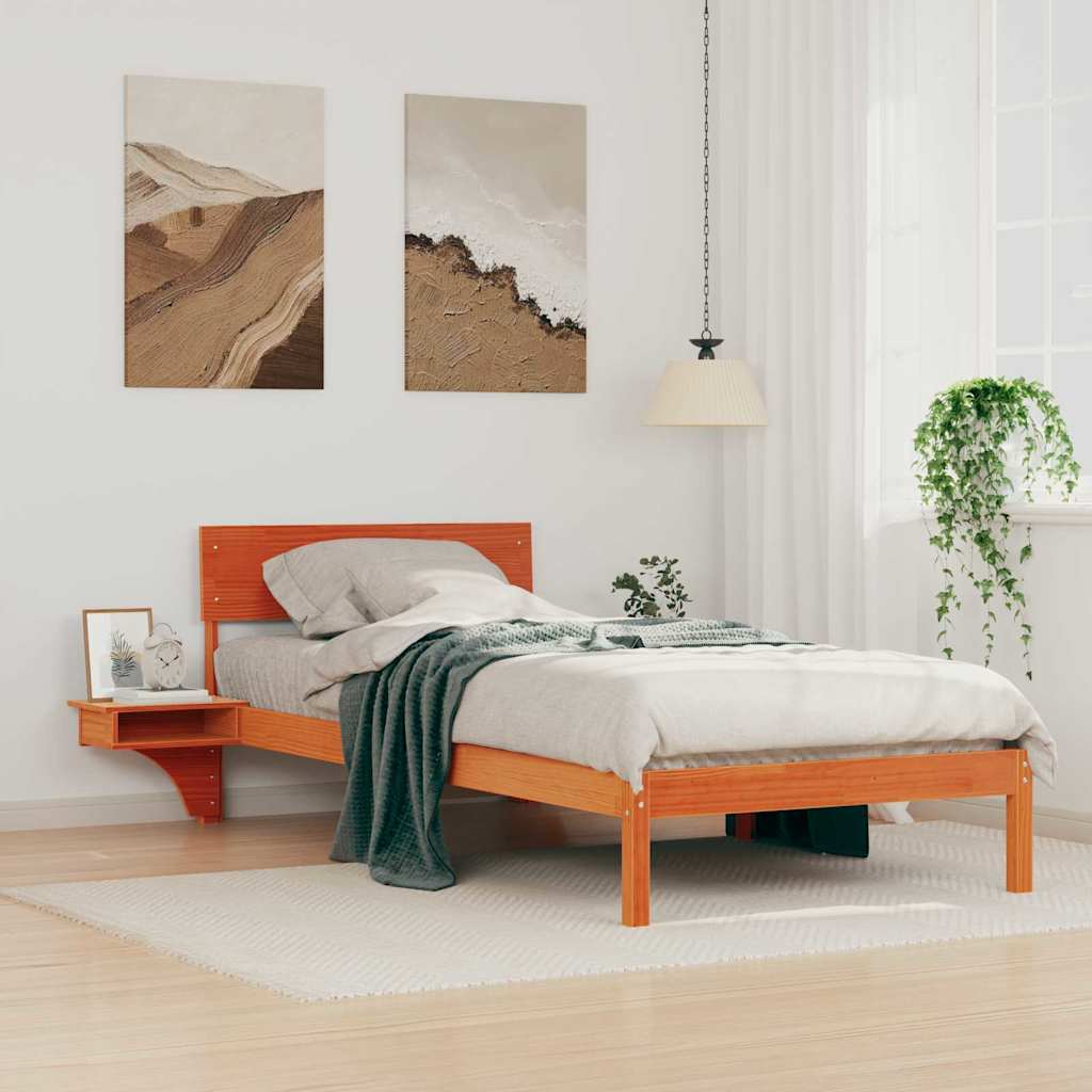 vidaXL Bedframe met hoofdeinde Bruin 200 x 200 cm Massief grenenhout