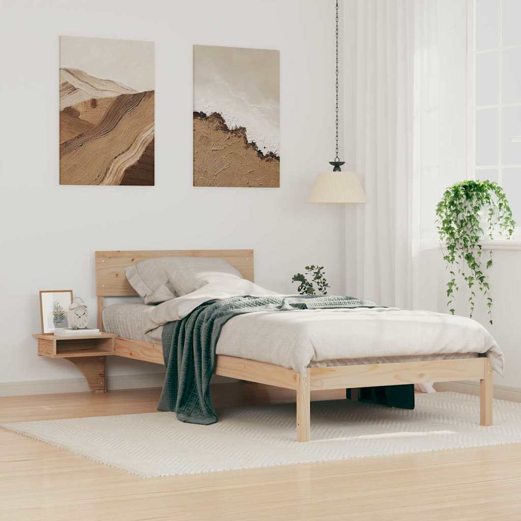 vidaXL Bedframe met hoofdeinde Bruin 200 x 200 cm Massief grenenhout