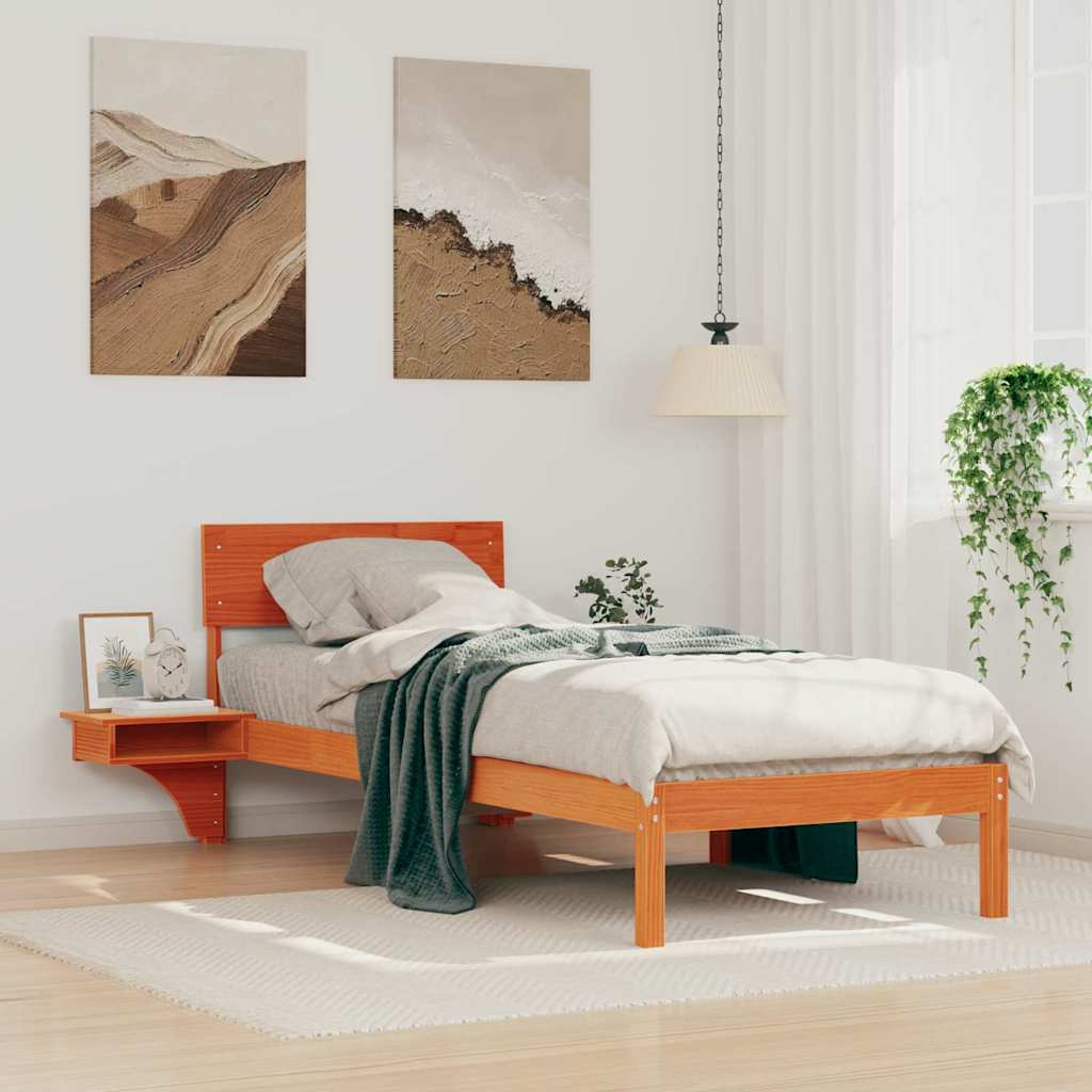 vidaXL Bedframe met hoofdeinde Bruin 200 x 200 cm Massief grenenhout